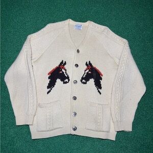 40s 50s Caldwell Horse Sweater true vintage rare Americana Wool iconic trendy
